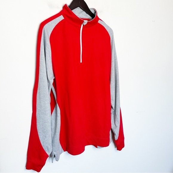 Footjoy Mens L Golf Pullover 1/4 Zip Red Gray Performance Stretch Long Sleeve - Picture 3 of 9